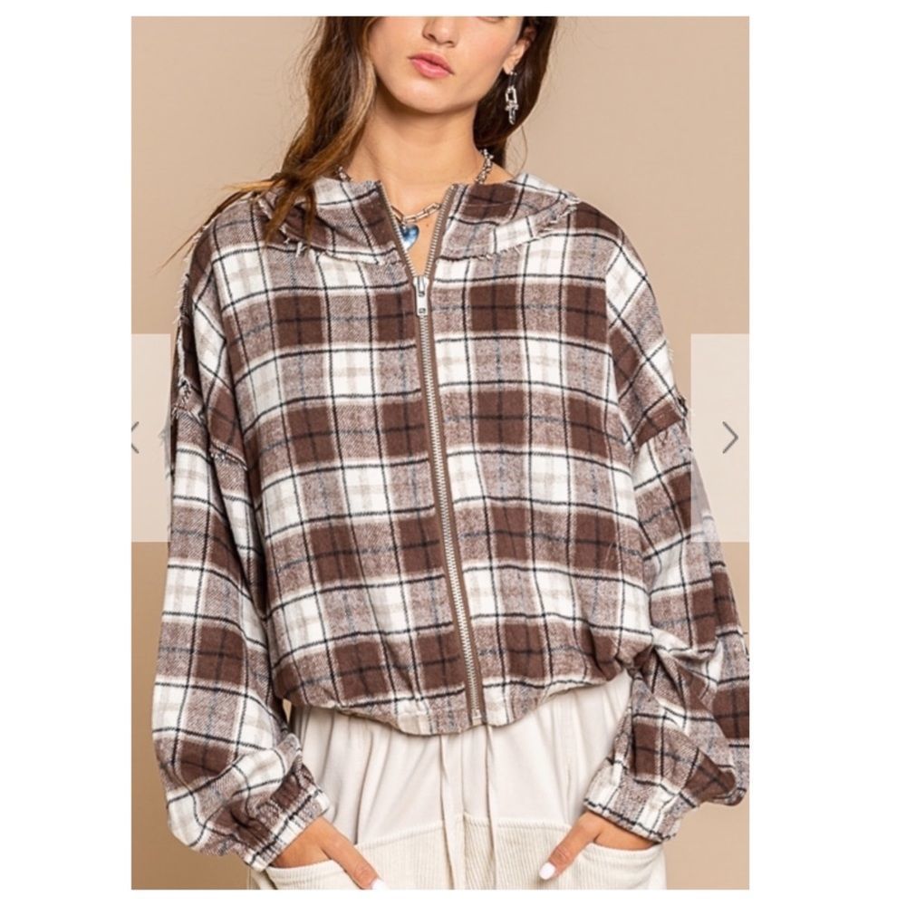 𝅺plaid Hooded Bomber Jacket - Picture 10 of 13
